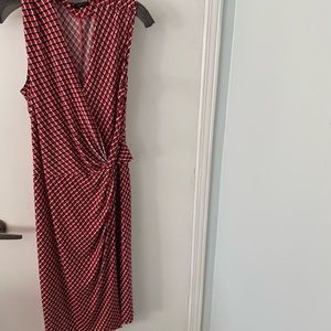 Red black and white print dress